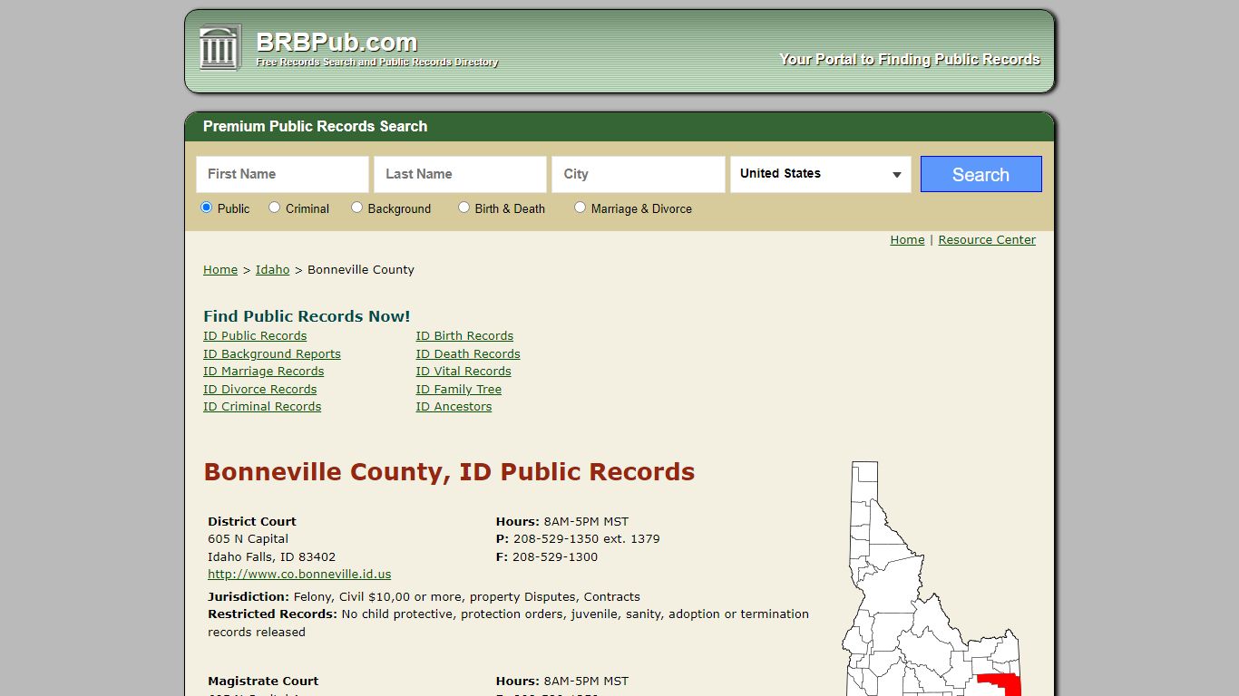 Bonneville County Public Records | Search Idaho Government Databases