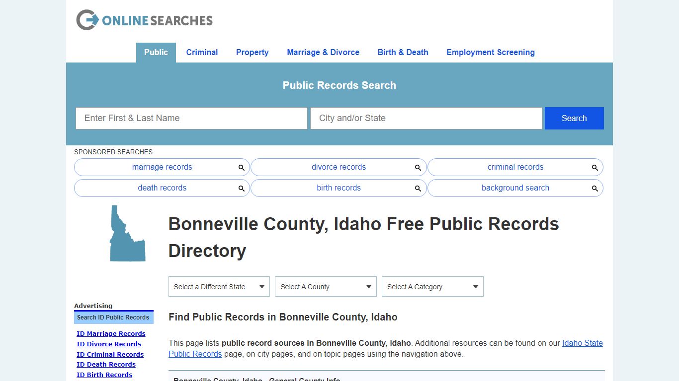 Bonneville County, Idaho Public Records Directory